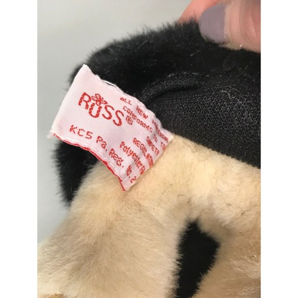 Russ Collectible Stuffed Teddy Bear Sasha Faux Fur Black Coat & Red Beret Hat 8" - Picture 5 of 7